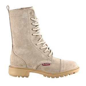 Burgan Women's NWT Tan Suede Lace-Up Combat Boots  Sz 38